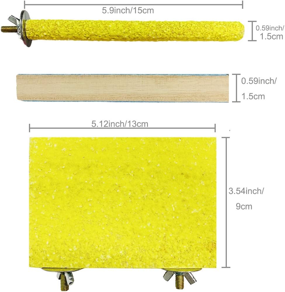 Hamiledyi 6 PCS Bird Perch Stand Toy Wood Parrot Paw Grinding Stick Perch Stand Platform Parakeet