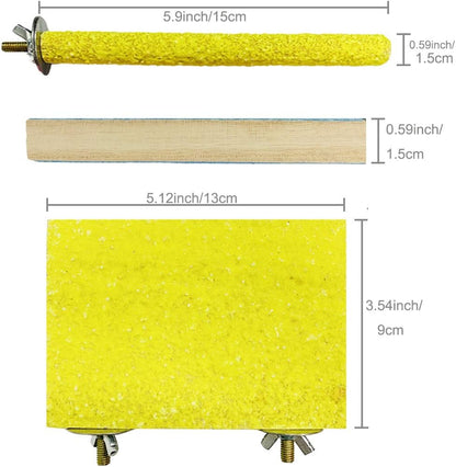 Hamiledyi 6 PCS Bird Perch Stand Toy Wood Parrot Paw Grinding Stick Perch Stand Platform Parakeet
