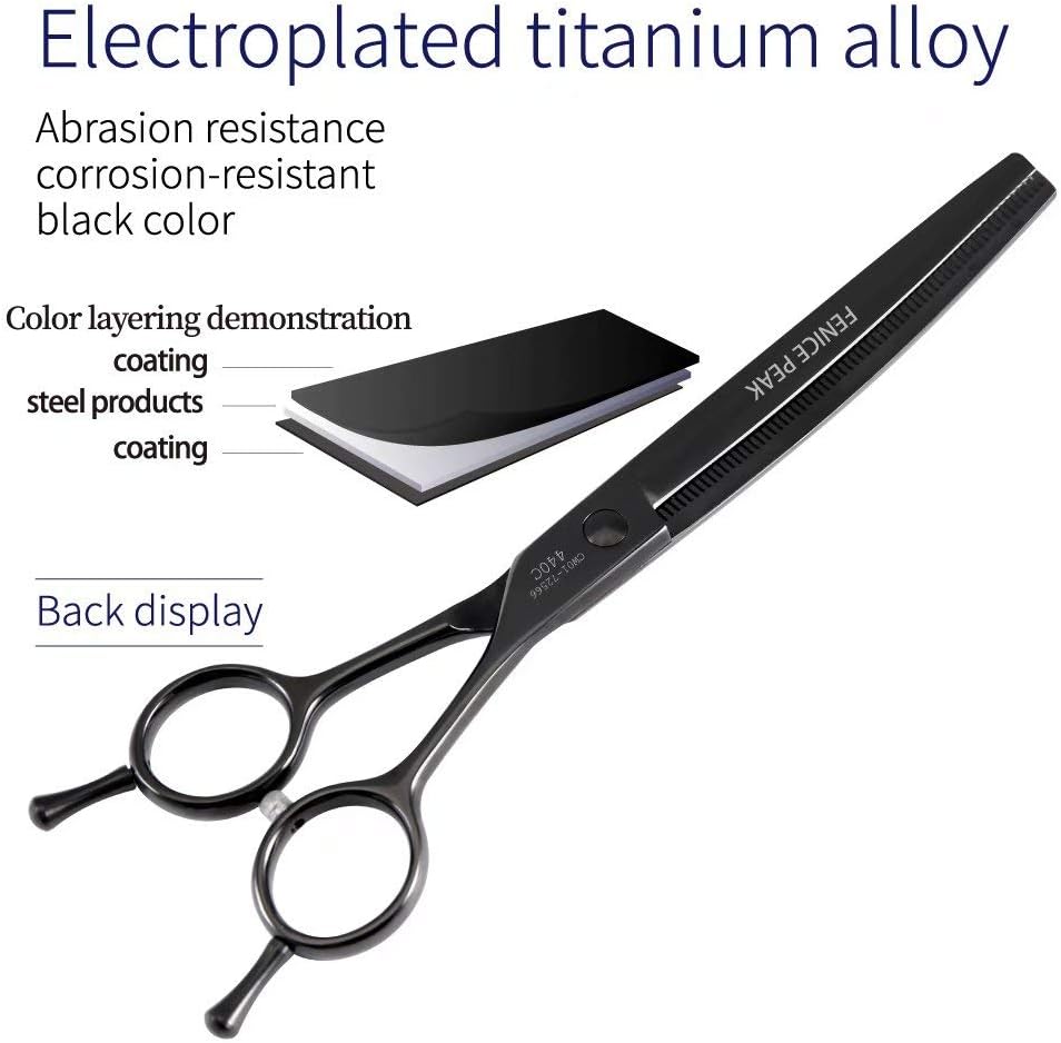 Fenice Peak Professional Dog Grooming Scissors Pet Curved Thinning Shears 7.0'' Extremely Sharp