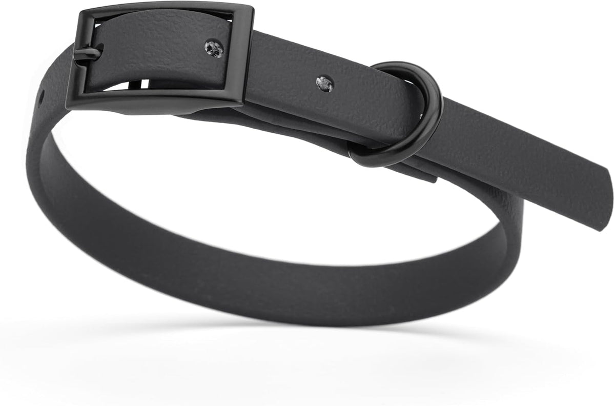 Dogline Biothane Waterproof Dog Collar Strong Coated Nylon Webbing with Black Hardware Odor- Proof