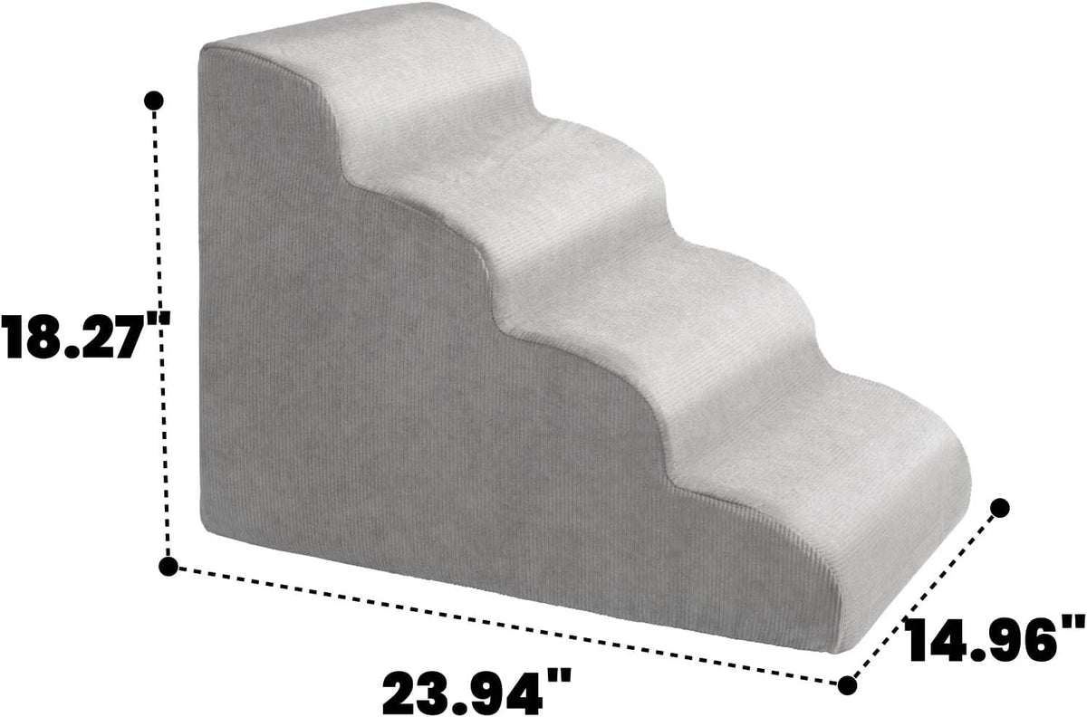 MEWANG Dog Stairs for Small & Medium Dogs and Old Cats –3/4/ 5 Steps High-Density Foam Pet Ramp for