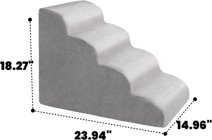 MEWANG Dog Stairs for Small & Medium Dogs and Old Cats –3/4/ 5 Steps High-Density Foam Pet Ramp for