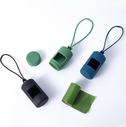 SLSON 3Pack Dog Poop Bag Holder for Leash Lightweight Pet Waste Bag Dispenser with Leash Attachment