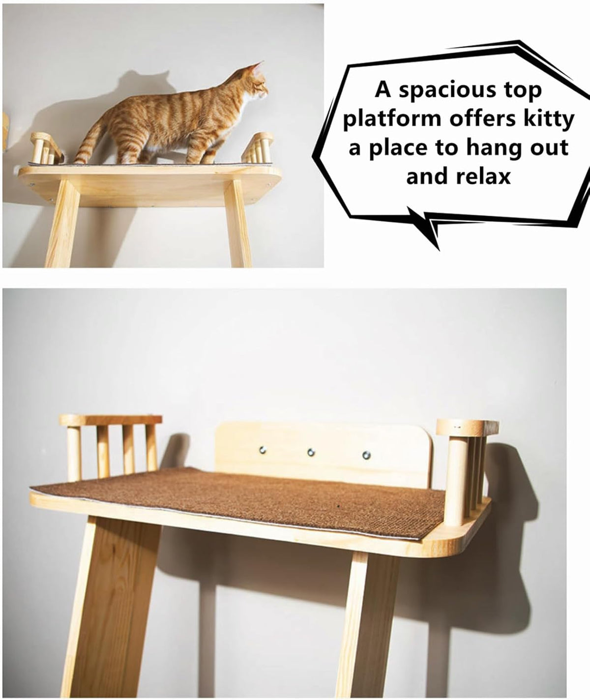 Modern 70“ Tall 6 Level Leaning Cat Climbing Ladder Tree Tower Condo with Large Perch Platform for