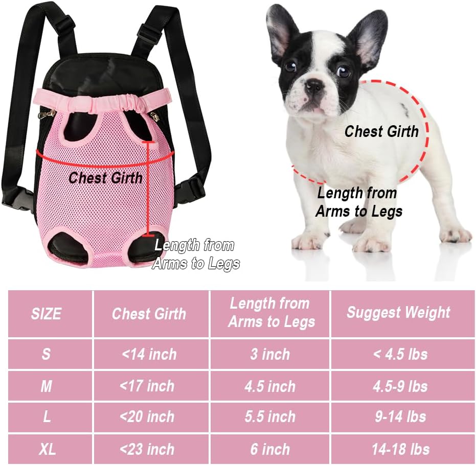 FEimaX Dog Carrier Backpack Pet Legs Out Front Cat Travel Bag, Adjustable Puppy Backpacks Carriers