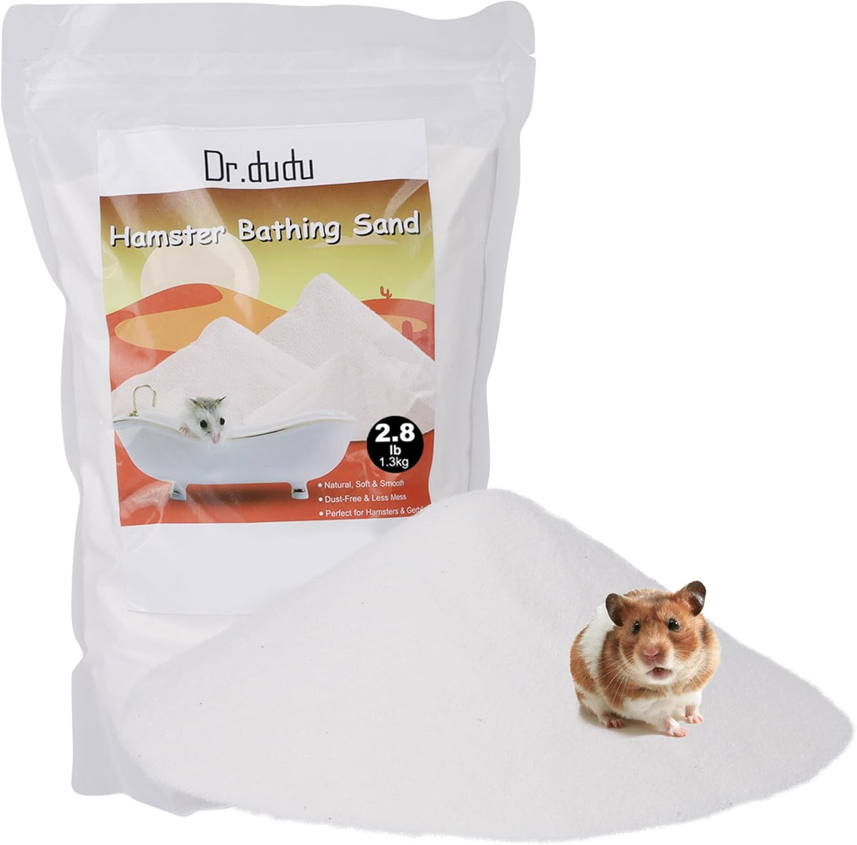 DR.DUDU Hamster Bath Sand, 2.8lb Dust Free Desert Sand or Potty Litter Sand for Hamster Chinchillas