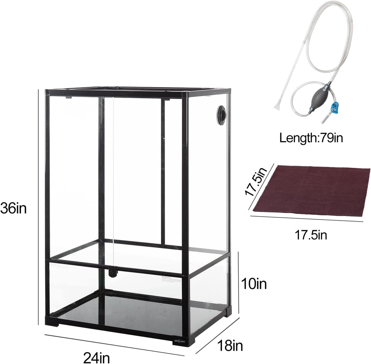 REPTIZOO 67 Gallon Large Reptile Terrarium 24"x18"x 36" Glass Paludarium Tank, Tall Reptile