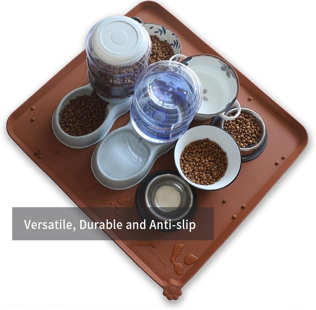 Hoki Found XX-Large Silicone Pet Food Mats Tray - Non Slip Pet Dog Cat Bowl Mats Placemat - Dog Pet
