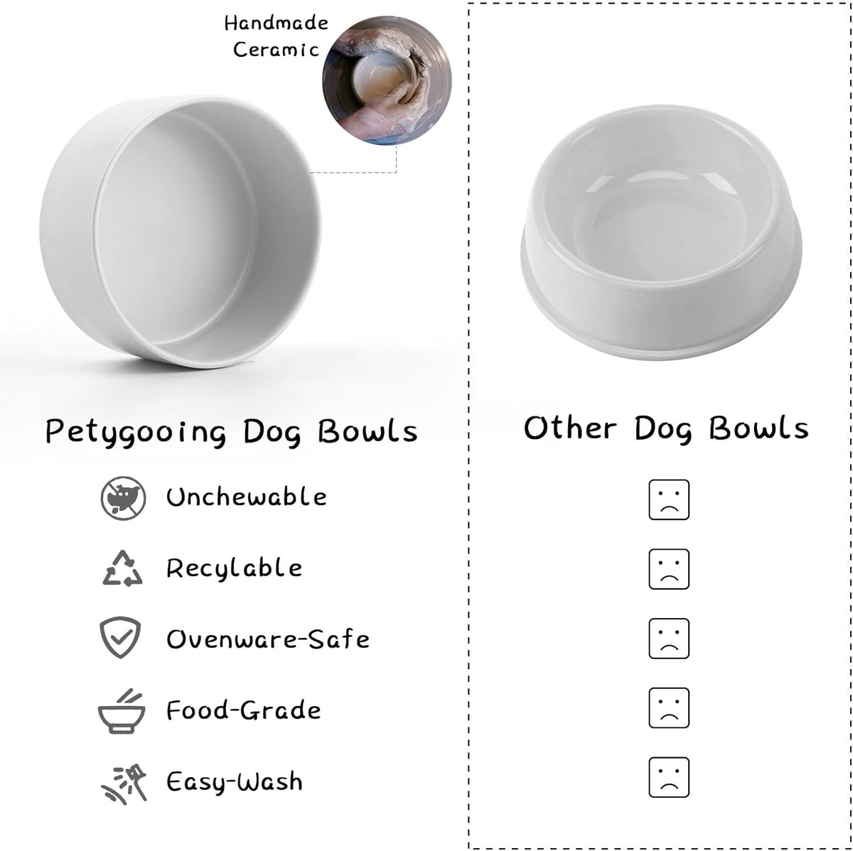 Petygooing 28 OZ Grey Elevated/Raised Ceramic Dog Bowl for Small and Medium Breeds, Dog Food Water