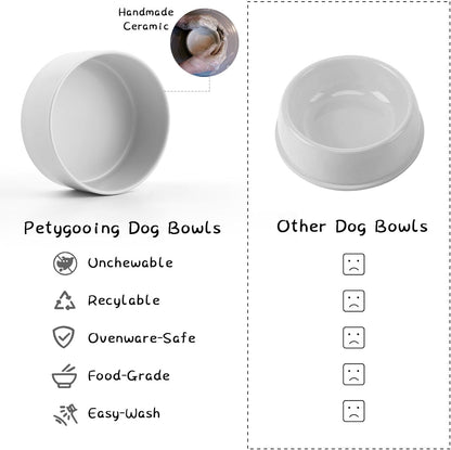Petygooing 28 OZ Grey Elevated/Raised Ceramic Dog Bowl for Small and Medium Breeds, Dog Food Water