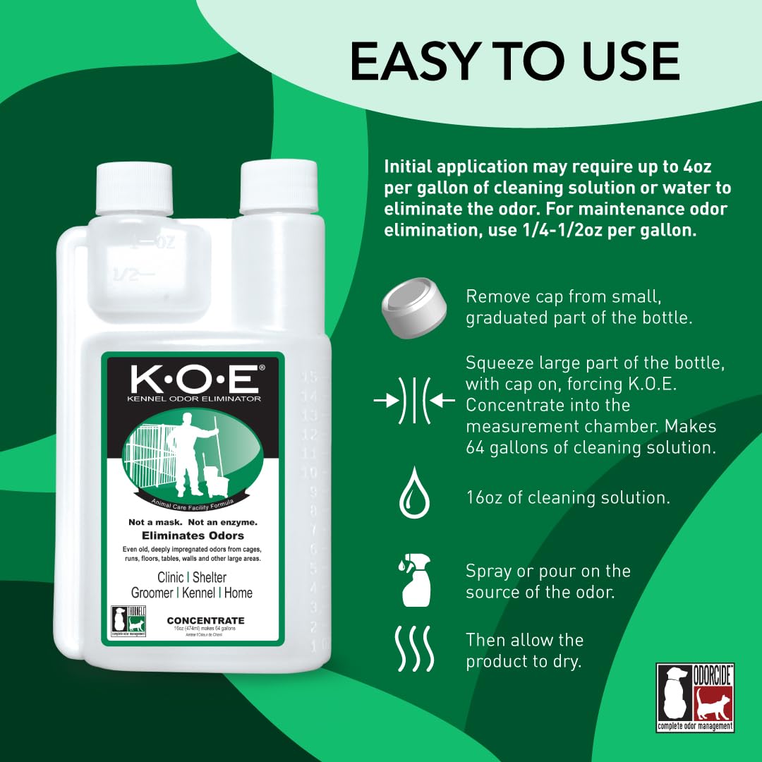 Odorcide, Thornell KOE Kennel Odor Eliminator Concentrate, Great for Cages, Runs, Floors & More