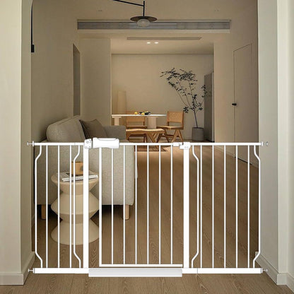 White Extra Wide Baby Gate 53-57.5 inch for Doorways Stairs Pressure Mount Baby Gate Automatic