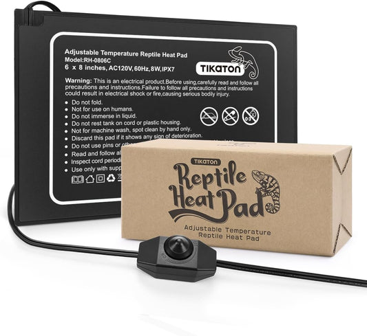 Tikaton Reptile Heat Pad - Adjustable Temperature Under Tank Heater for 10-20gal/30-40gal Tank