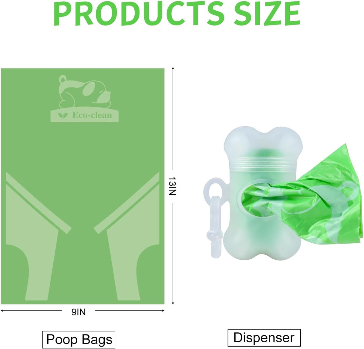 ECO-CLEAN 360 Count Dog Poop Bags with Dispenser, Leak-Proof, Unscented, 0.2 Ltr Capacity
