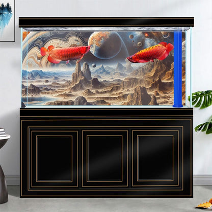 36X24IN Cosmic Spaceterrarium Background, Cool Parallel Space Themed Aquarium Reptile Habitat
