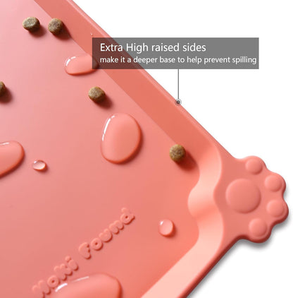 Hoki Found Large Silicone Pet Feeding Mats Tray - Non Slip Dog Cat Bowl Mats - Waterproof - Burnt