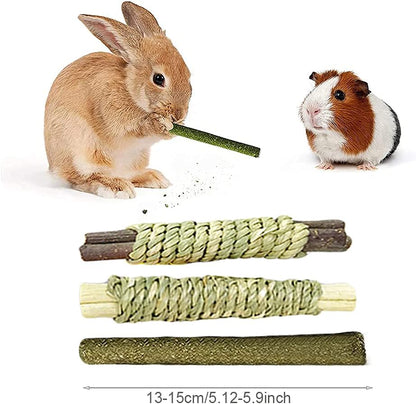 Rabbit Toys, 3 Types Hamster Chew Toys for Teeth Grinding, Improve Dental Health, Best Bunny Toys