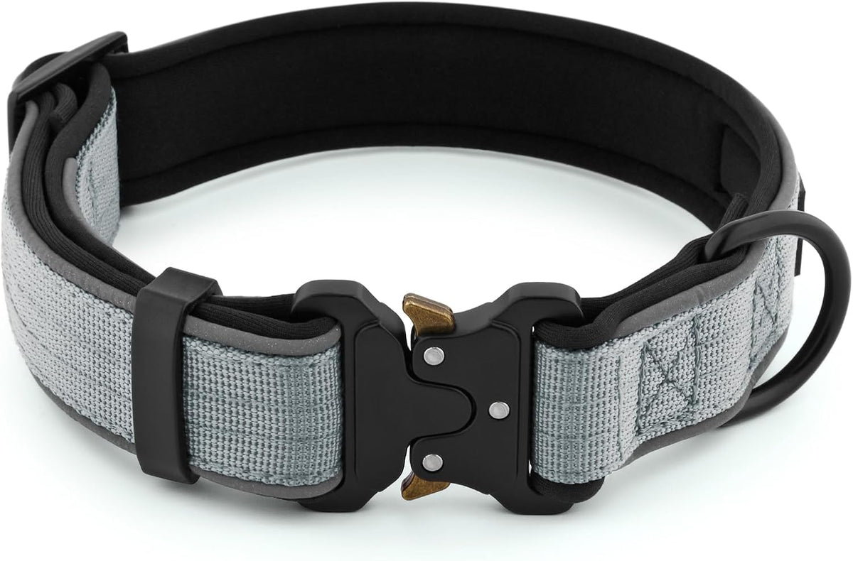Plutus Pet Tactical Dog Collar, Reflective, Adjustable Heavy Duty Dog Collar, Soft Padded and