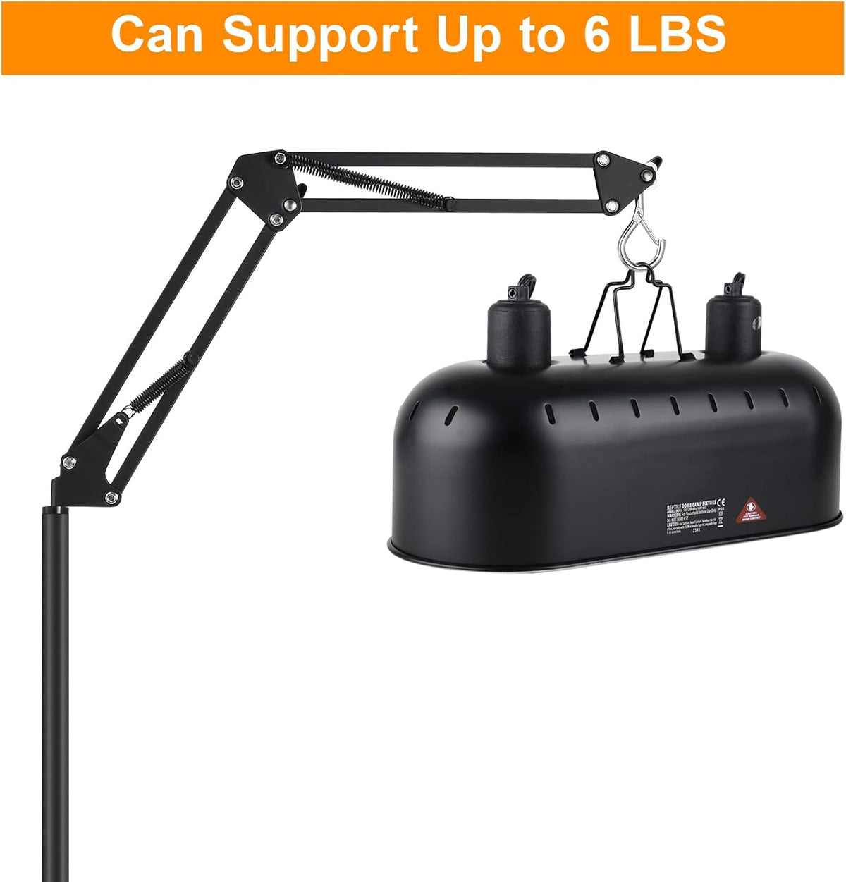 Reptile Lamp Stand Reptile Light Stand (15.7inch to 74.3inch) with 360° Adjustable Swing Arm, Heat