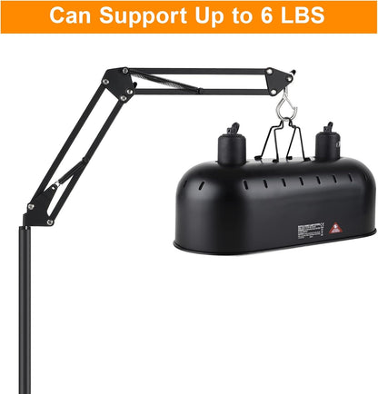Reptile Lamp Stand Reptile Light Stand (15.7inch to 74.3inch) with 360° Adjustable Swing Arm, Heat
