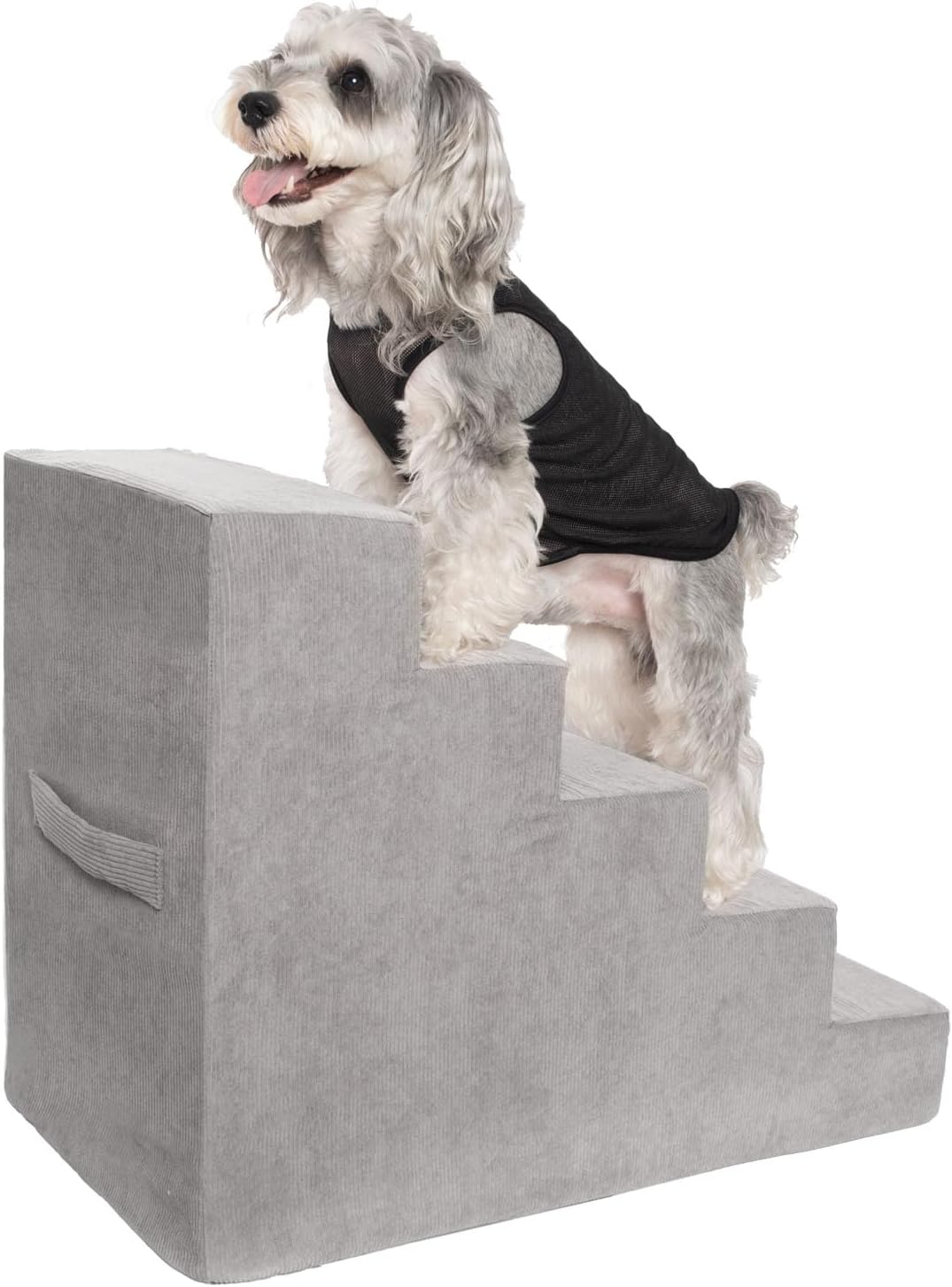 MEWANG Dog Stairs for Small & Medium Dogs and Old Cats –3/4/ 5 Steps High-Density Foam Pet Ramp for