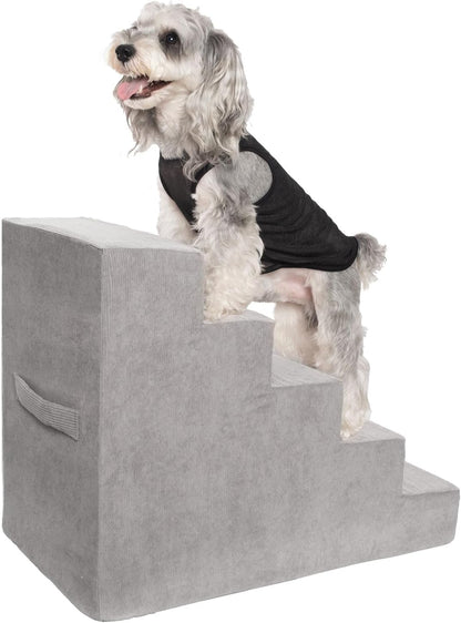 MEWANG Dog Stairs for Small & Medium Dogs and Old Cats –3/4/ 5 Steps High-Density Foam Pet Ramp for