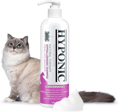HYPONIC Hypoallergenic Premium Shampoo for All Cats (Unscented, 10.14 oz) - Fragrance Free Cat