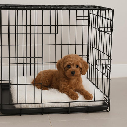 IHAPPYDOG Luxury Faux Fur Orthopedic Dog Beds, Memory Foam Crate Bed for Small, Medium, Large and
