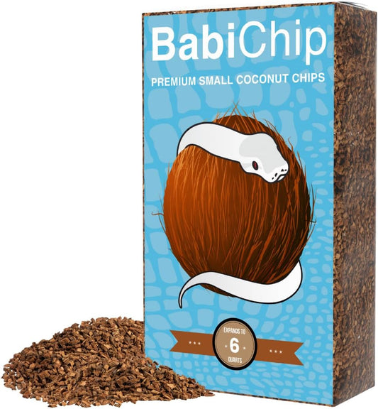 BabiChip Coconut Chip Substrate for Reptiles 6 Quart Loose Small Sized Coco Husk Chip Bedding for