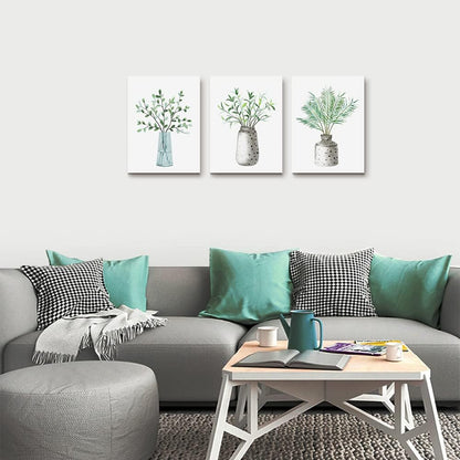 AHUASJART Canvas Wall Art - Paintings for Kitchen, Dining Room, Family Wall Decor - Green Leaf