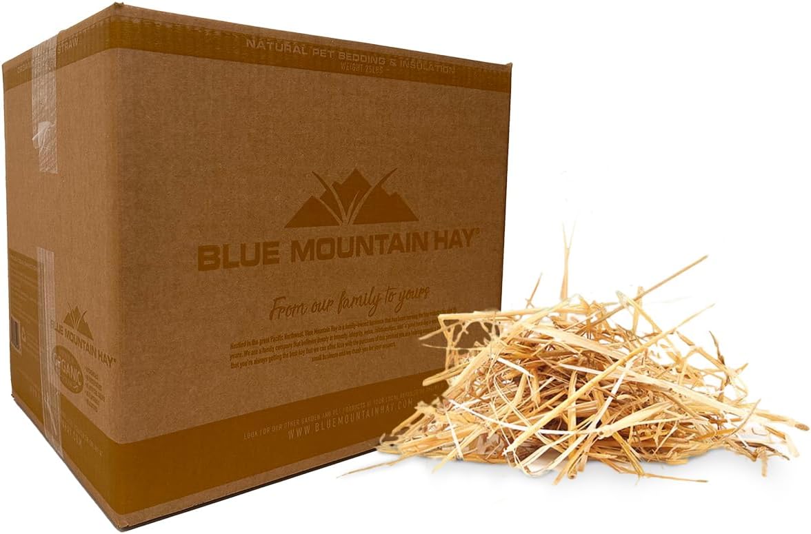 Blue Mountain Hay | Organic Bedding Straw (25 lb) | Natural Pet Bedding & Insulation for Rabbits