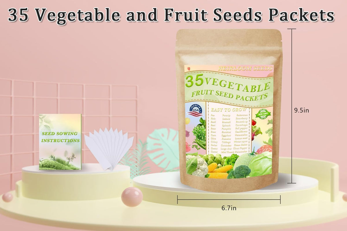 Vegetable Seeds Kit Fruit Seeds for Planting Non-GMO and Heirloom 35 Varieties Seeds for Planting