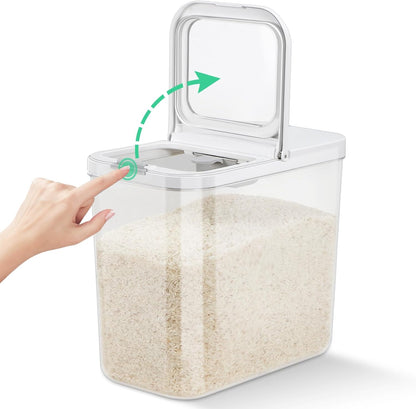 TBMax Rice Flour Storage Container with Automatic Flip-up Lid 25 Lbs | 12.68 Qt, Tall and Narrow