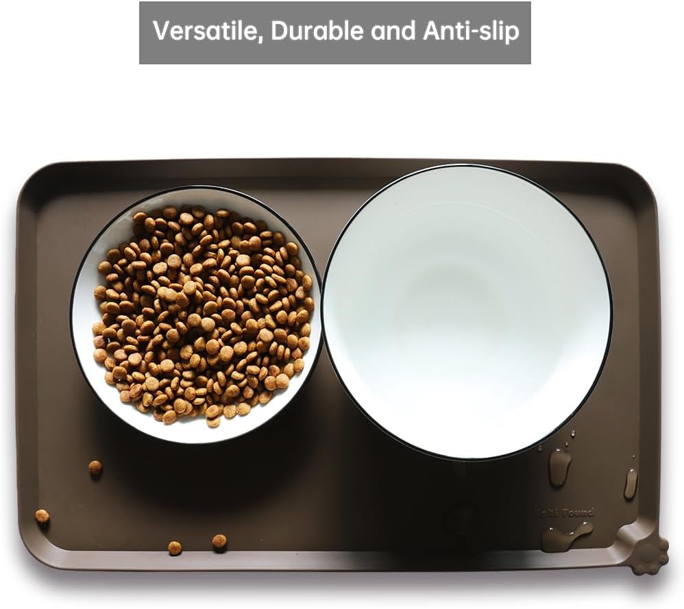 Hoki Found Silicone Pet Food Mats Tray - Non Slip Pet Dog Cat Bowl Mats Placemat - Dog Pet Cat