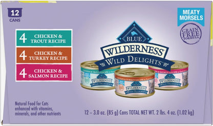 Blue Buffalo Wilderness Wild Delights High Protein Grain Free, Natural Adult Meaty Morsels Wet Cat