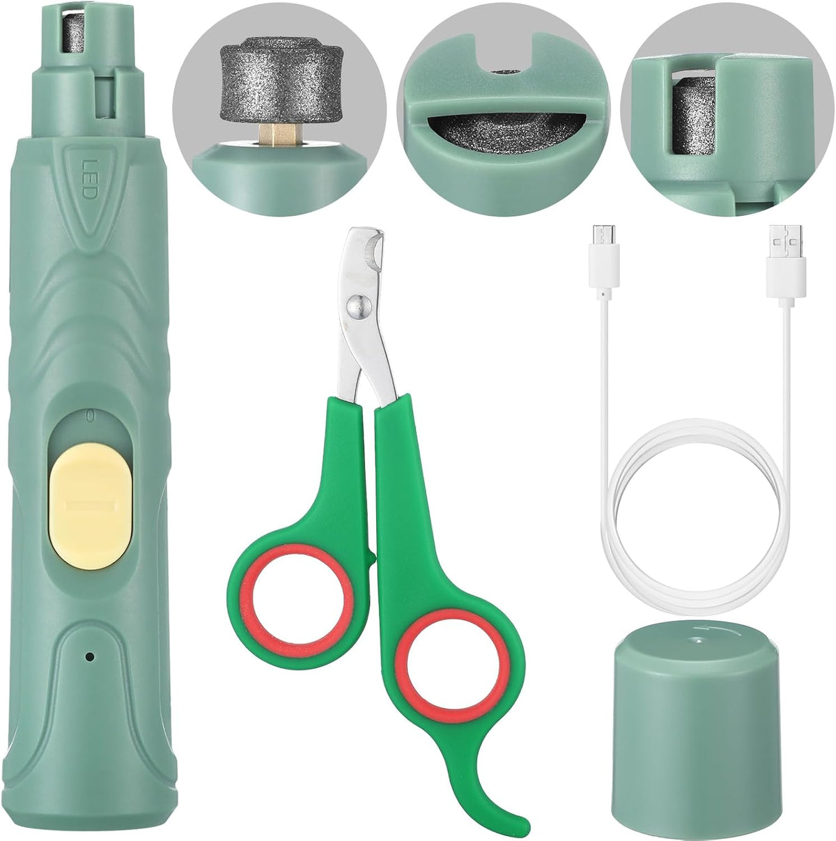 Lasnten 2 Pcs Bird Nail Grinder with Bird Nail Clipper Bird Nail Trimmer Bird Nail File with LED