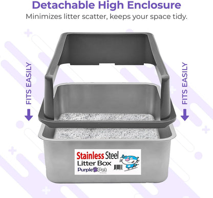 iPrimio XL Cat Litter Box Enclosure - 23"x15"x6" Stainless Steel Litter Enclosure for Big Cats