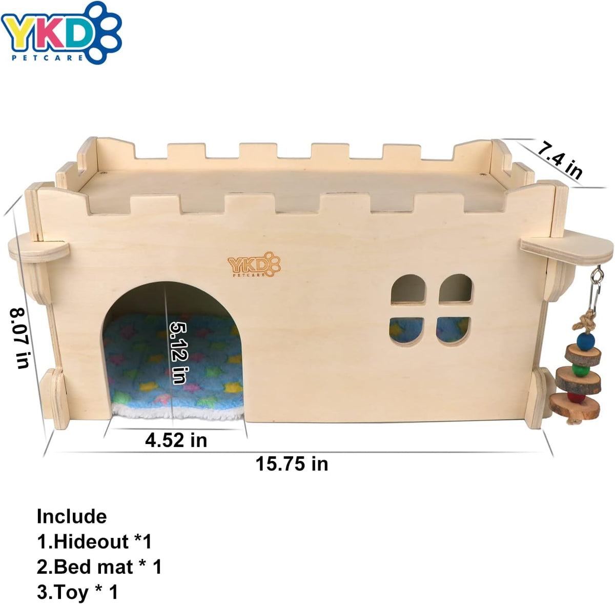 Castle Chinchilla House - Small Animal Hideout for Chinchilla Guinea Pig Hedgehog, or Rat
