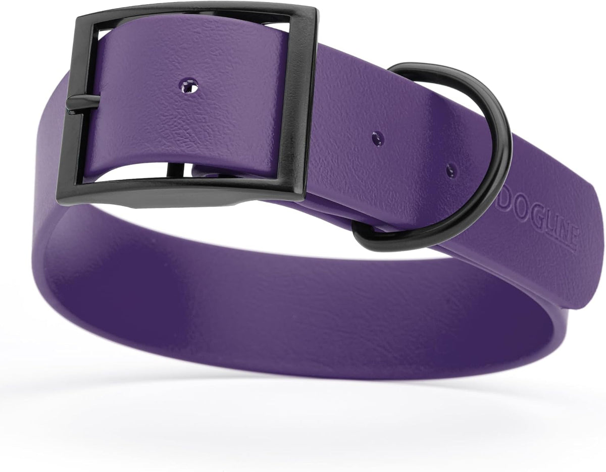 Dogline Biothane Waterproof Dog Collar Strong Coated Nylon Webbing with Black Hardware Odor- Proof