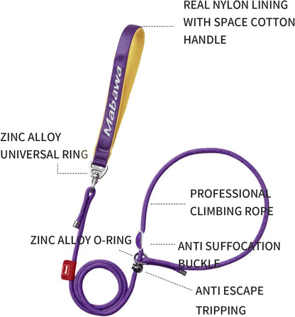 Dog Anti-Slip Leash 5FT with Metal Stopper - Durable No-Pull Training Lead for Small, Medium &