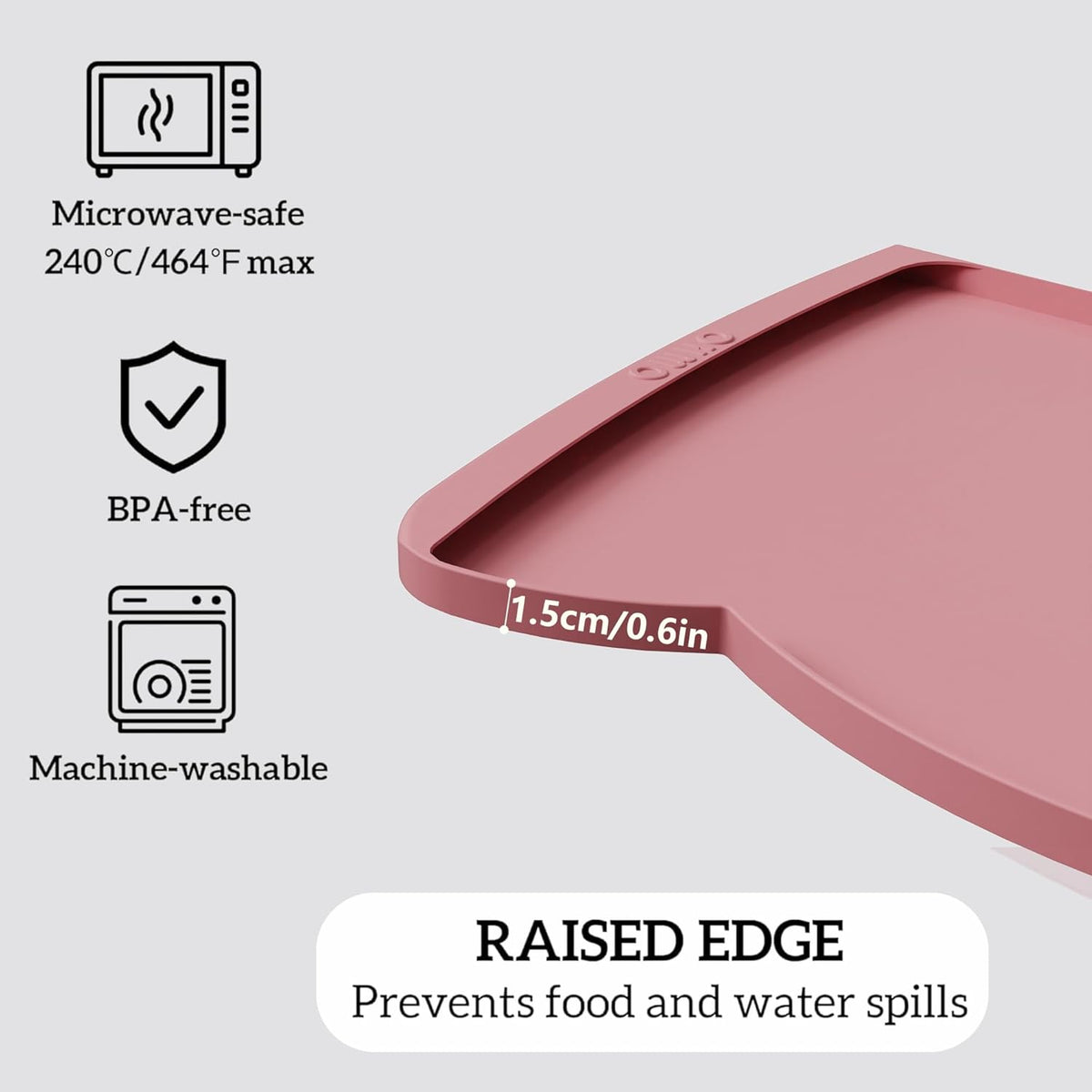 OHMO Dog Food Mat(Pink, 24 * 15'') w/Residue Collection Pocket Silicone Pet Feeding Mat for Floor
