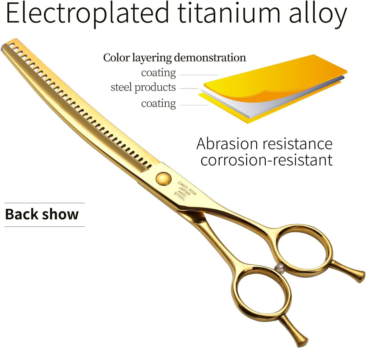 Fenice Peak Professional Dog Grooming Scissors Pet Curved Chunker Shears 7.0'' Extremely Sharp