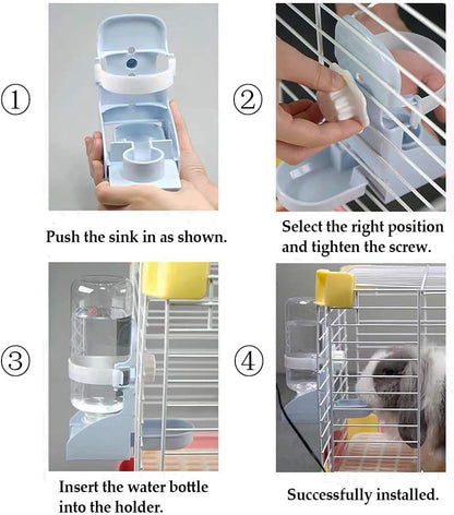 kathson Rabbit Water Bottle, 17oz Hanging Water Fountain Automatic Dispenser No Leak WaterFeeder