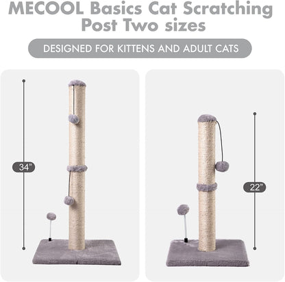 MECOOL 34“ Tall Cat Scratching Post Premium Basics Kitten Scratcher Sisal Scratch Posts Trees with