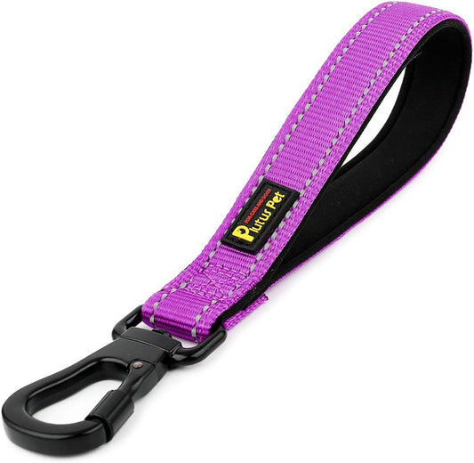 PLUTUS PET 10” Short Dog Leash, Reflective Nylon Padded Handle, Strong Traffic Leash with Carabiner
