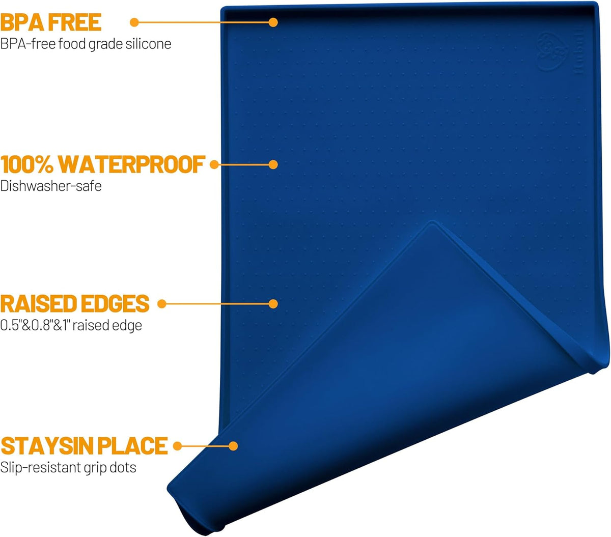 Hubulk Dog Feeding Mat,100% Waterproof Food Grade Silicone Pet Food and Water Bowl