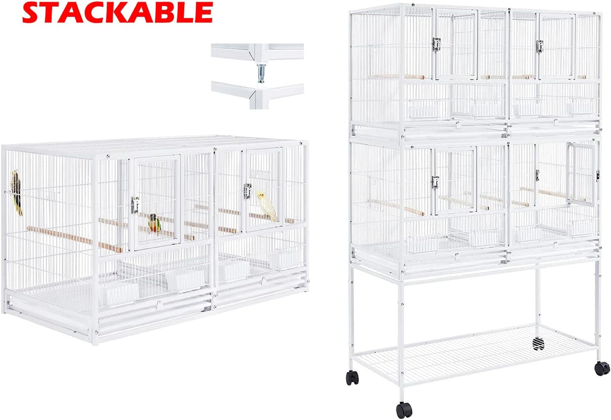 1/2/3-Combo Stacker Center Divided Breeder Breeding Bird Flight Double Rolling Cage for Aviaries
