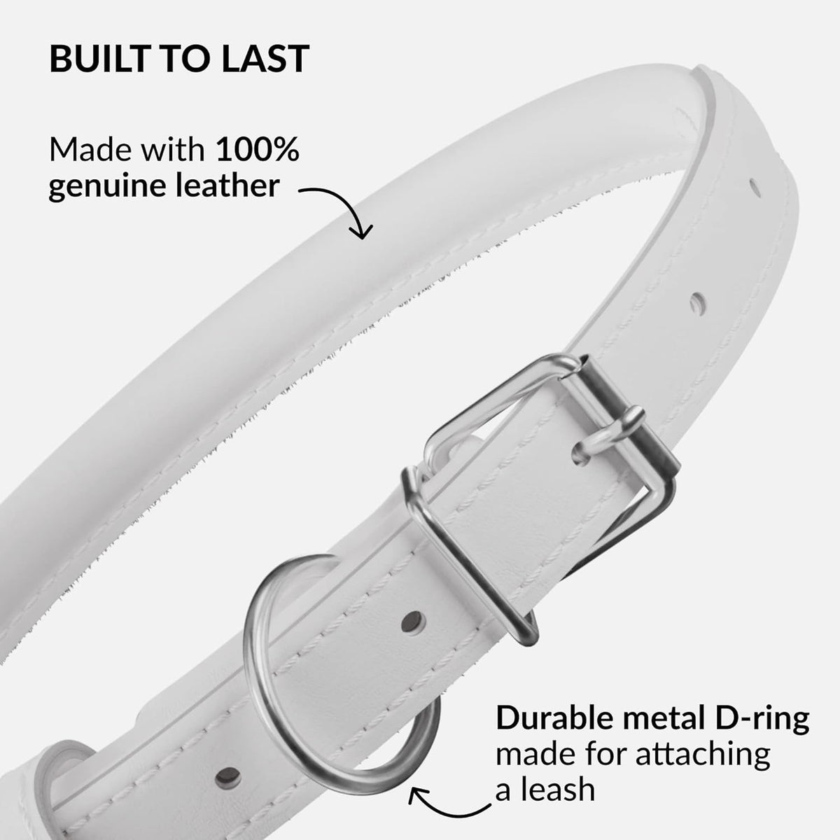 CollarDirect Rolled Leather Dog Collar, Soft Padded Round Puppy Collar, Handmade Genuine Leather