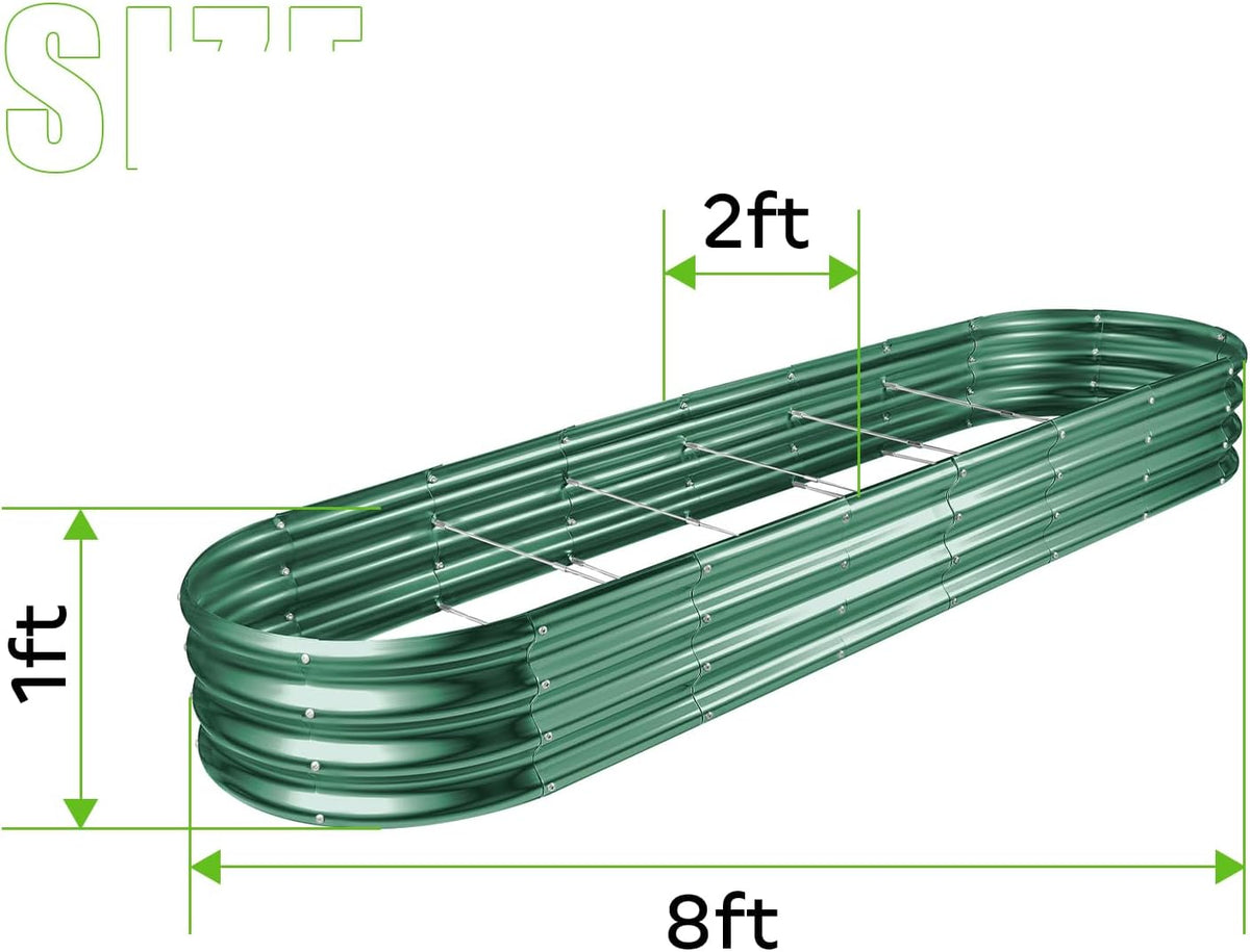 Land Guard 8×2×1ft Galvanized Raised Garden Bed Kit, 108 Gallon Capacity Raised Garden Boxes