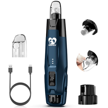 Casfuy New 6-Speed Dog Nail Grinder - 50% More Power Dog Nail Trimmers with 2 LED Lights Quiet 7h